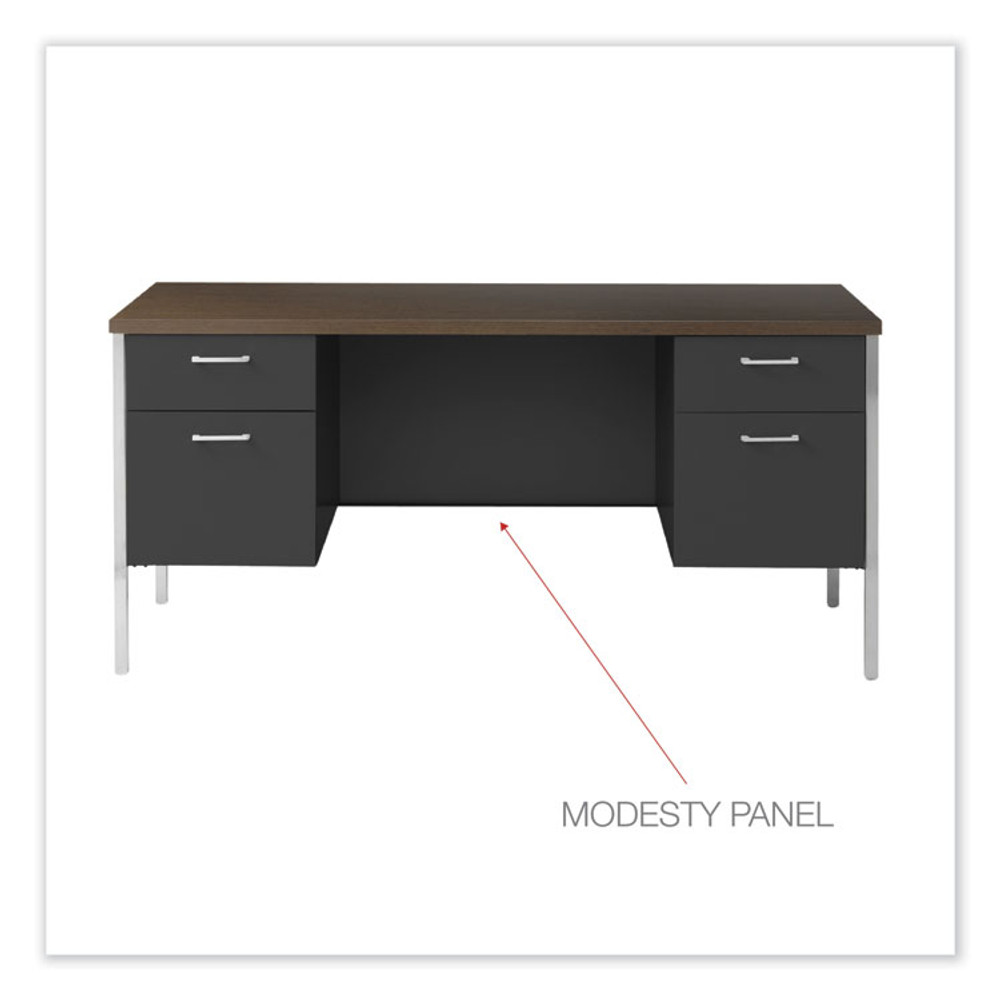 ALERA SD6024BM Double Pedestal Steel Credenza, 60w x 24d x 29.5h, Mocha/Black