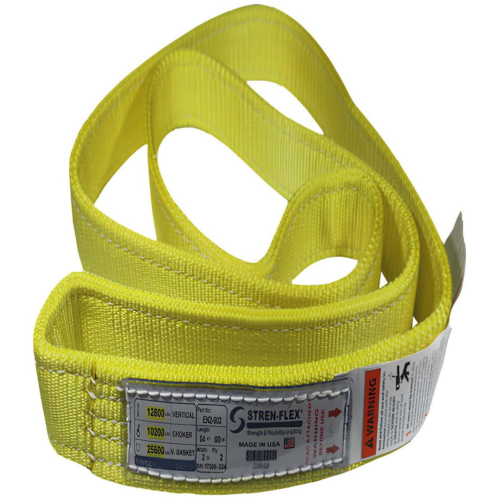 Stren-Flex EN1-904-16 Endless Sling: 4" Wide, 16' Long, 12,400 lb Vertical, 9,920 lb Choker, 24,800 lb Basket, Nylon