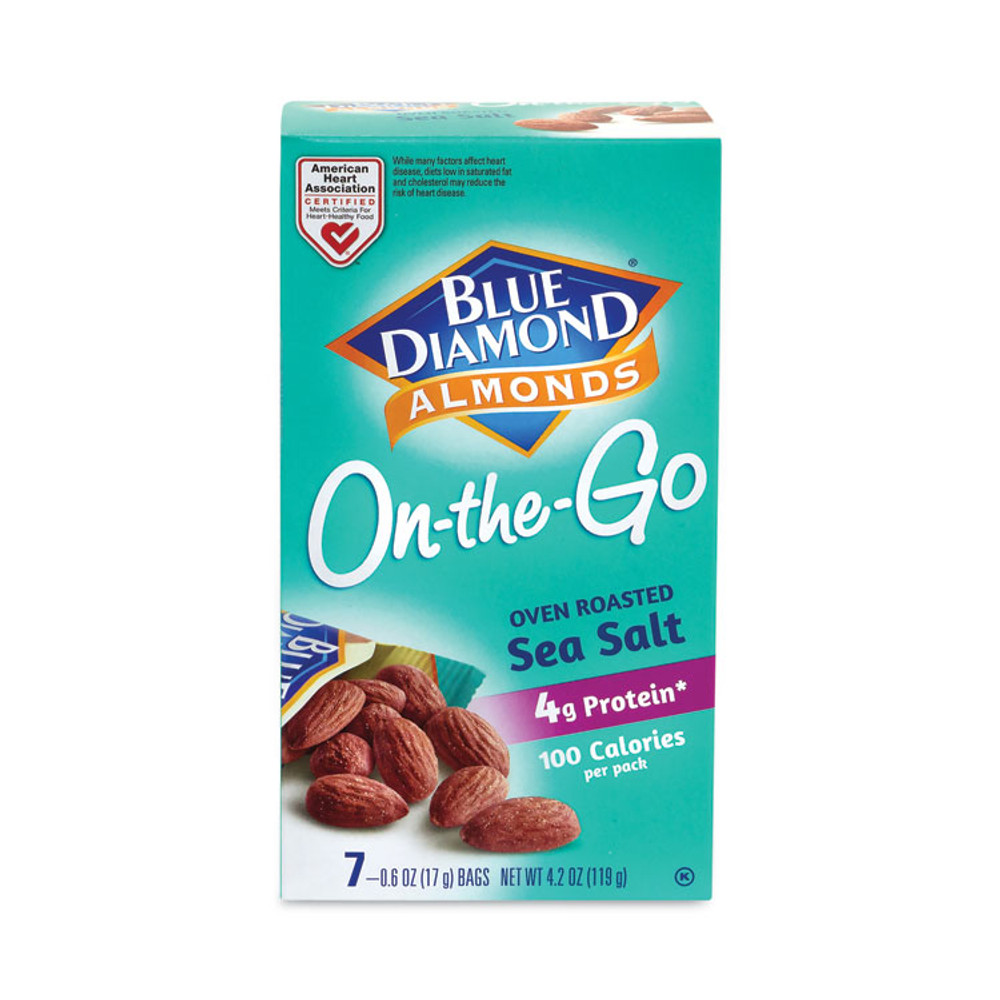 BLUE DIAMOND GROWERS 22000794 Oven Roasted Sea Salt Almonds, 0.6 oz Bag, 7 Bags/Box, 6 Box/Carton