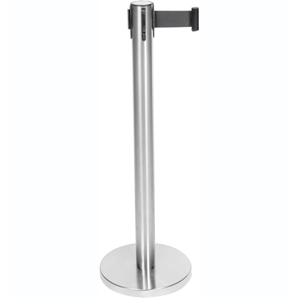 CENTRAL SPECIALTIES CO. 5800SS-BLK CSL Stanchions With 6ft Retractable Belts, Stainless, Pack Of 2 Stanchions