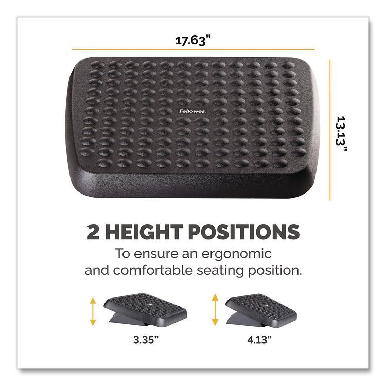FELLOWES MFG. CO. 48121 Standard Footrest, Adjustable, 17.63w x 13.13d x 3.75h, Graphite