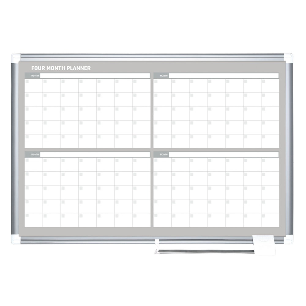 ADESSO INC MasterVision GA0397830  Dry-Erase Calendar Whiteboard With 4-Month Grid, 24in x 36in, Metal Frame With Gray Finish