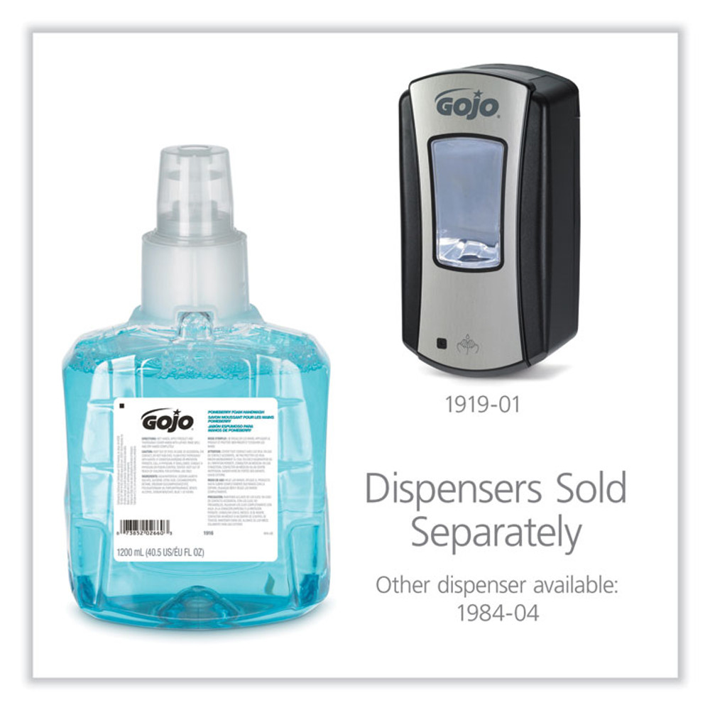 GO-JO INDUSTRIES GOJO® 1916-02CT Pomeberry Foam Handwash Refill, For LTX-12 Dispenser, Pomegranate Scent, 1,200 mL, 2/Carton