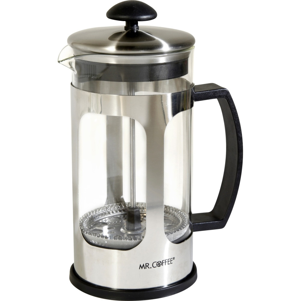 GIBSON OVERSEAS INC. 78762.01 Mr. Coffee Daily Brew 1.2QT Coffee Press, Glass - Cooking, Brewing - Silver - Glass, Stainless Steel Body - 1