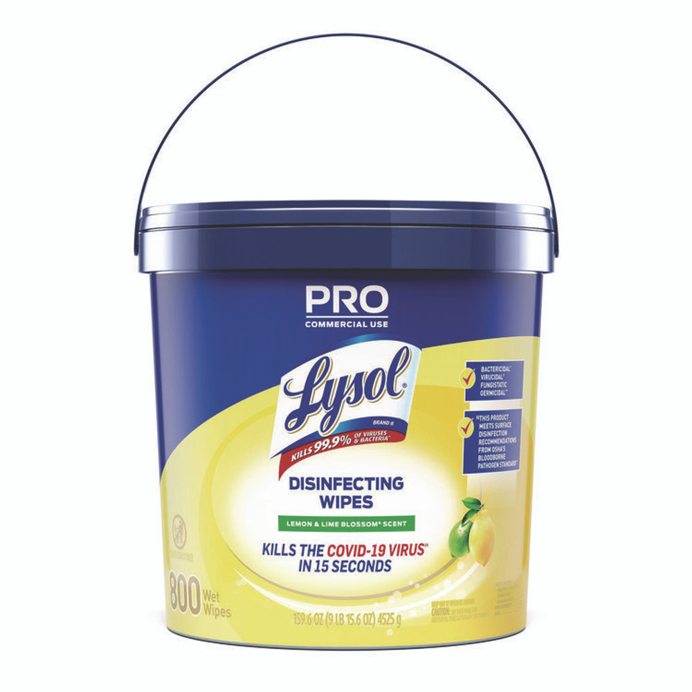 RECKITT BENCKISER LYSOL® Brand 99856CT Professional Disinfecting Wipe Bucket, 1-Ply, 6 x 8, Lemon and Lime Blossom, White, 800 Wipes/Bucket, 2 Buckets/Carton