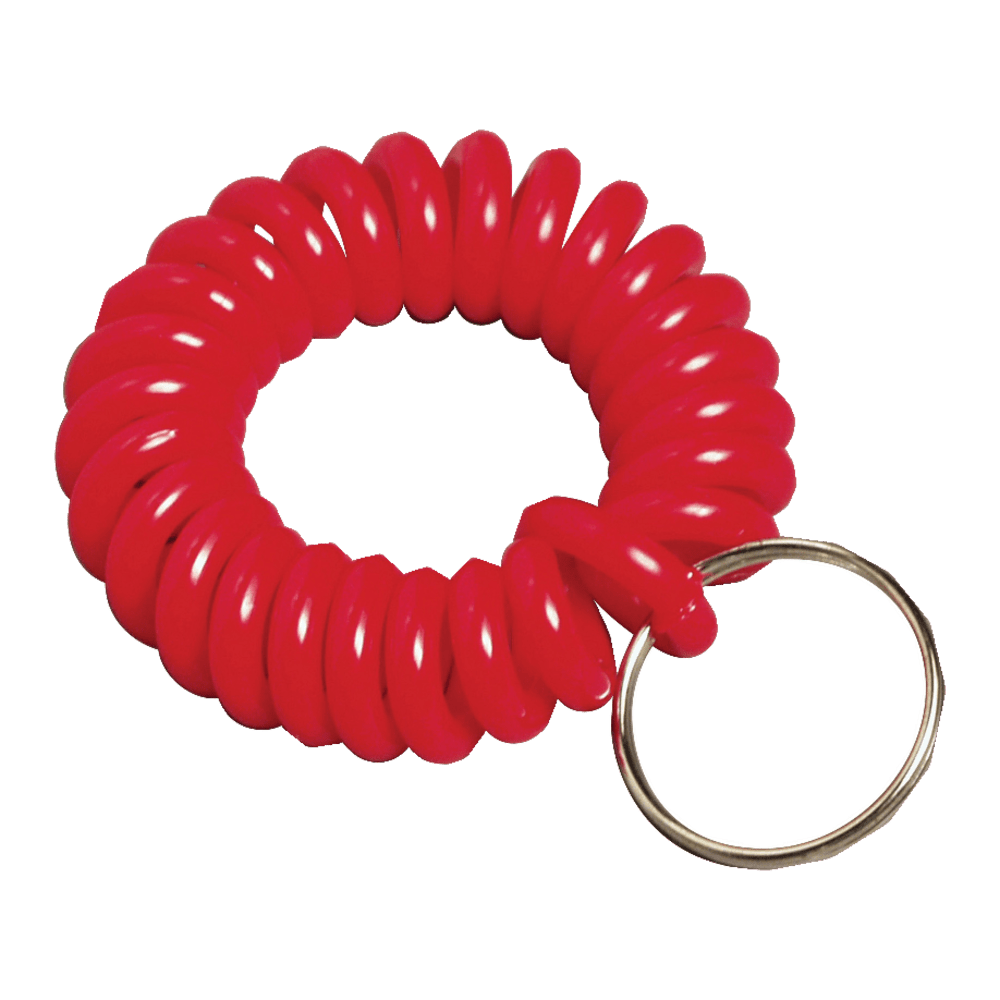 Carry your keys hands-free yet close at hand!  Plastic coil bends and easily slips onto your wrist for easy key access.  Ideal during exercise, play dates, running errands and more.  Available in several colors. (Color choice not available.)  Meets or exceeds standard for RoHS compliance. Tested for lead, mercury, bromine, chrome and cadmium.