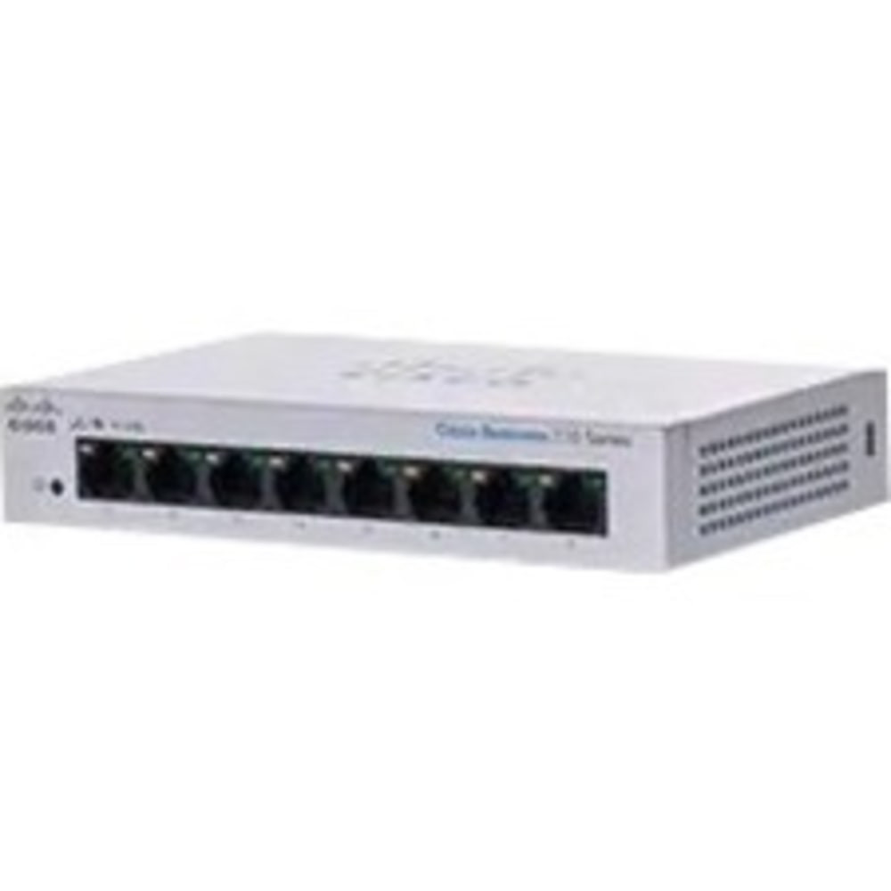 CISCO CBS110-8T-D-NA  110 CBS110-8T-D Ethernet Switch - 8 Ports - 2 Layer Supported - 4.13 W Power Consumption - Twisted Pair - Desktop, Wall Mountable, Rack-mountable - Lifetime Limited Warranty