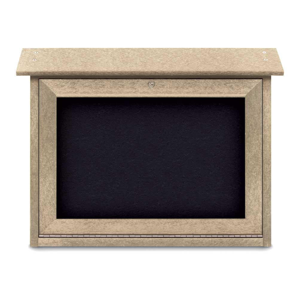 United Visual Products UVSM2418-SAND-R Enclosed Recycled Rubber Bulletin Board: 24" Wide, 18" High, Rubber, Black