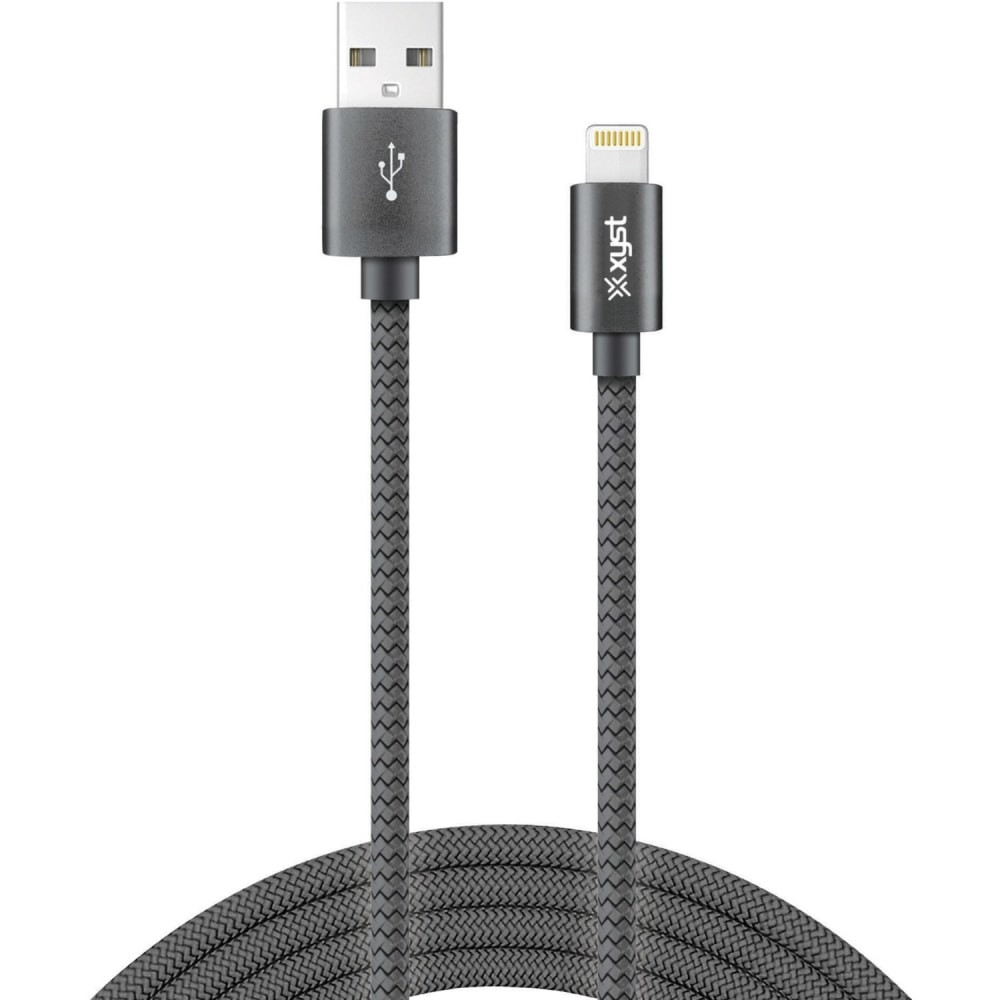 BOWER XYS-L10204B XYST Charge and Sync USB to Lightning Braided Cable, 10 Ft. (Black) - 10 ft Lightning/USB Data Transfer Cable for iPhone, iPod, iPad, Charger - First End: 1 x Lightning - Male - Second End: 1 x USB Type A - Male - MFI - Black