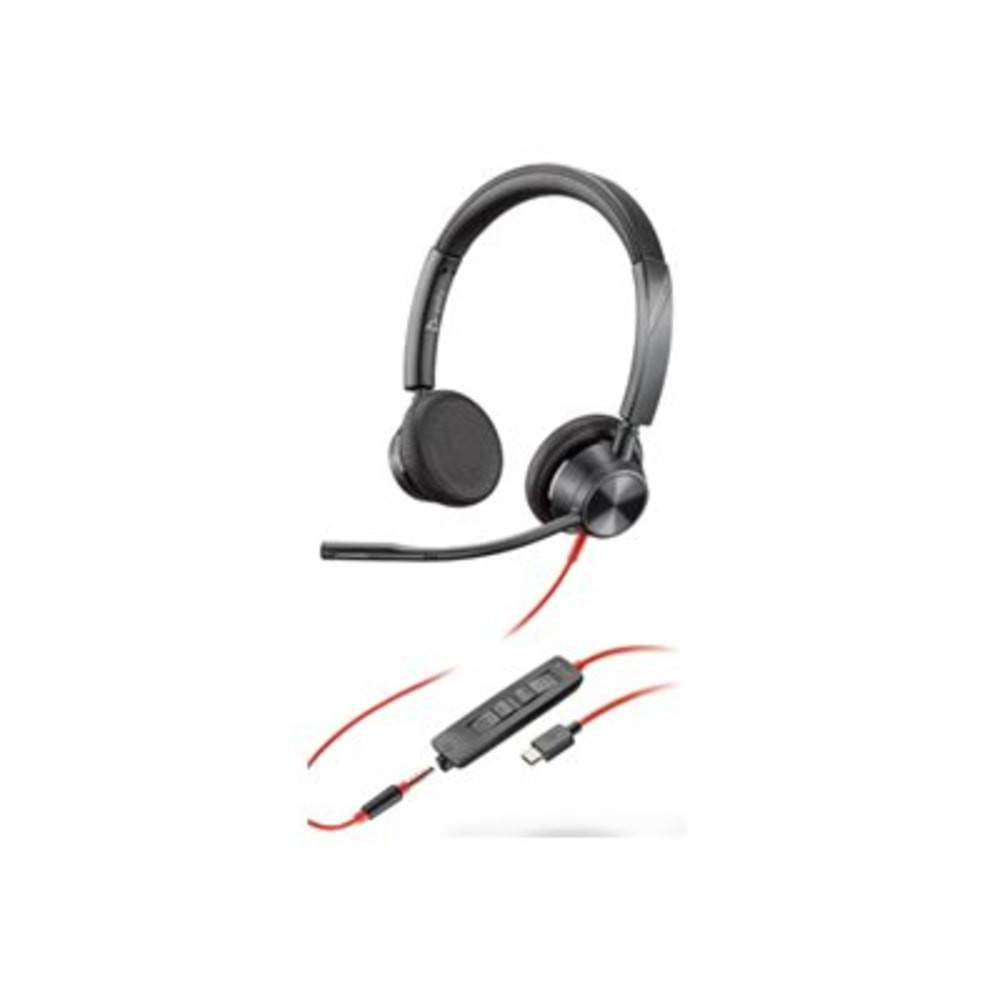 HP INC. Poly 76J20AA  Blackwire 3325 USB-A Headset - Stereo, Mono - USB Type A - Wired - 32 Ohm - 20 Hz - 20 kHz - On-ear, Over-the-head - Binaural - Ear-cup - 7.05 ft Cable - Omni-directional Microphone
