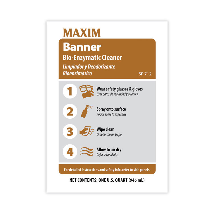 MIDLAB Maxim® 07120086 Banner Bio-Enzymatic Cleaner, Safe-to-Ship, Fresh Scent, 32 oz Bottle, 6/Carton
