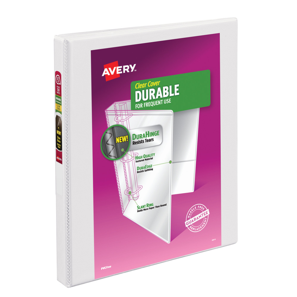 AVERY PRODUCTS CORPORATION 17002 Avery Durable View 3-Ring Binder, 1/2in Slant Rings, White