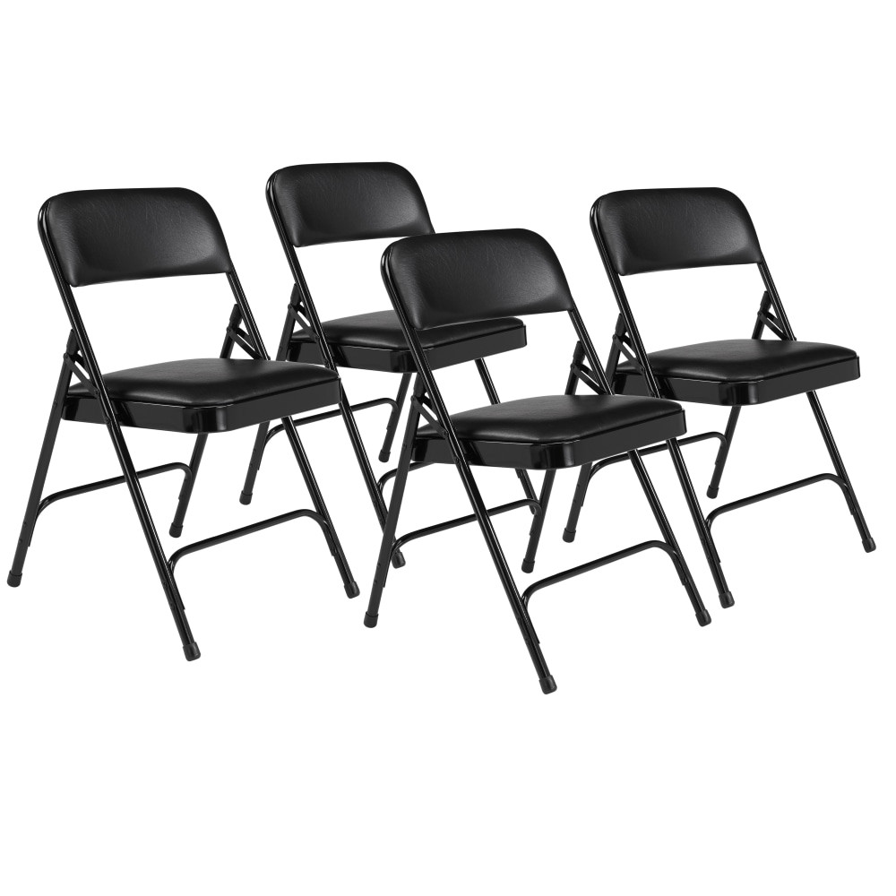 NATIONAL PUBLIC SEATING CORP National Public Seating 1210  Series 1200 Folding Chairs, Black, Set Of 4 Chairs