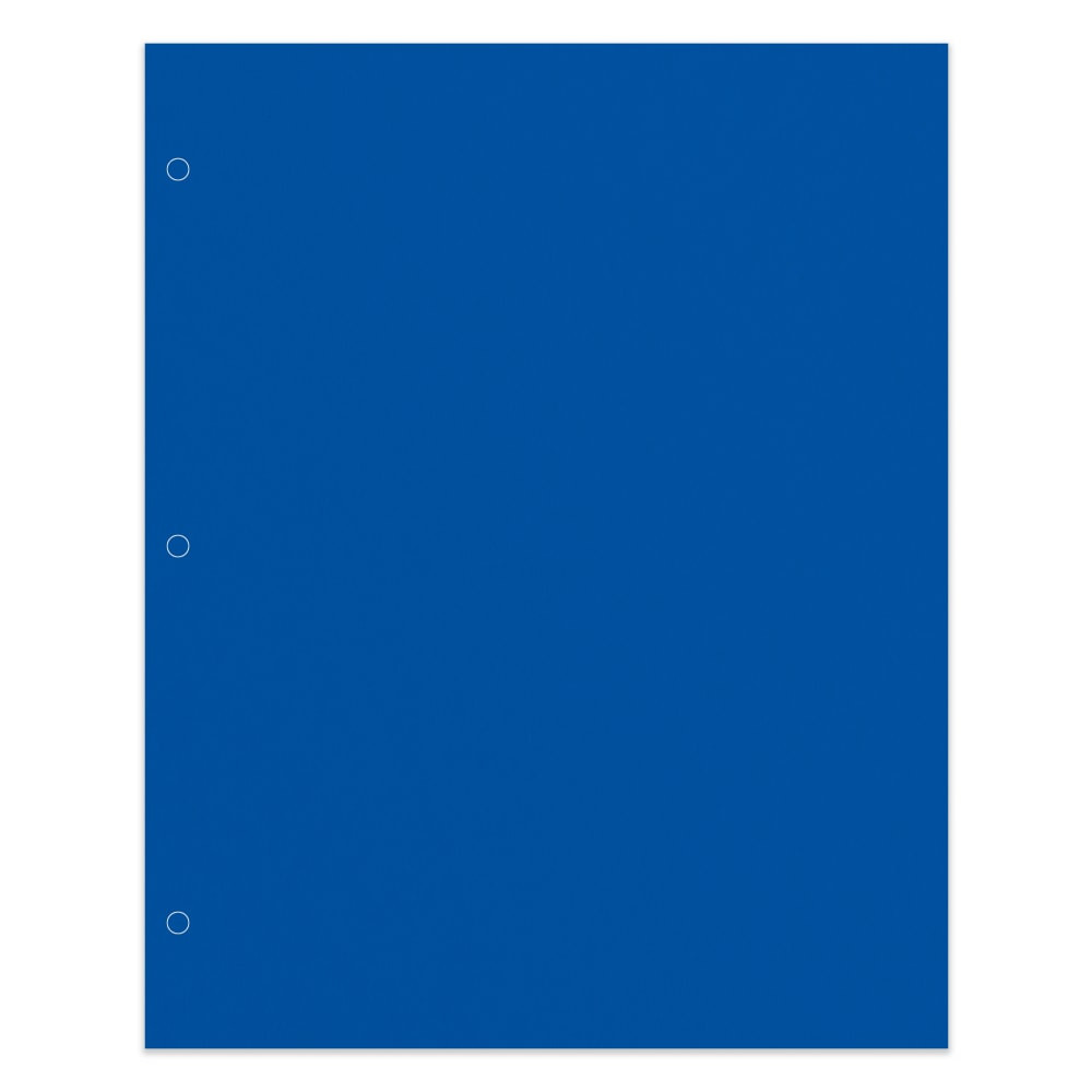 Keeping notes for each class neatly separated can help you find the right materials to study from when its test time. This Office Depot school-grade folder has a dual-pocket design that makes it easy to find the right information when you need it.  Made of sturdy paper that can withstand regular handling.  Letter-size (8 1/2in x 11in) folder with 2 pockets provides space for up to 100 sheets of letter-size paper.  3 hole punch to fit any 3 ring binder for maximum efficiency.  Blue, school-grade folder offers style and storage.