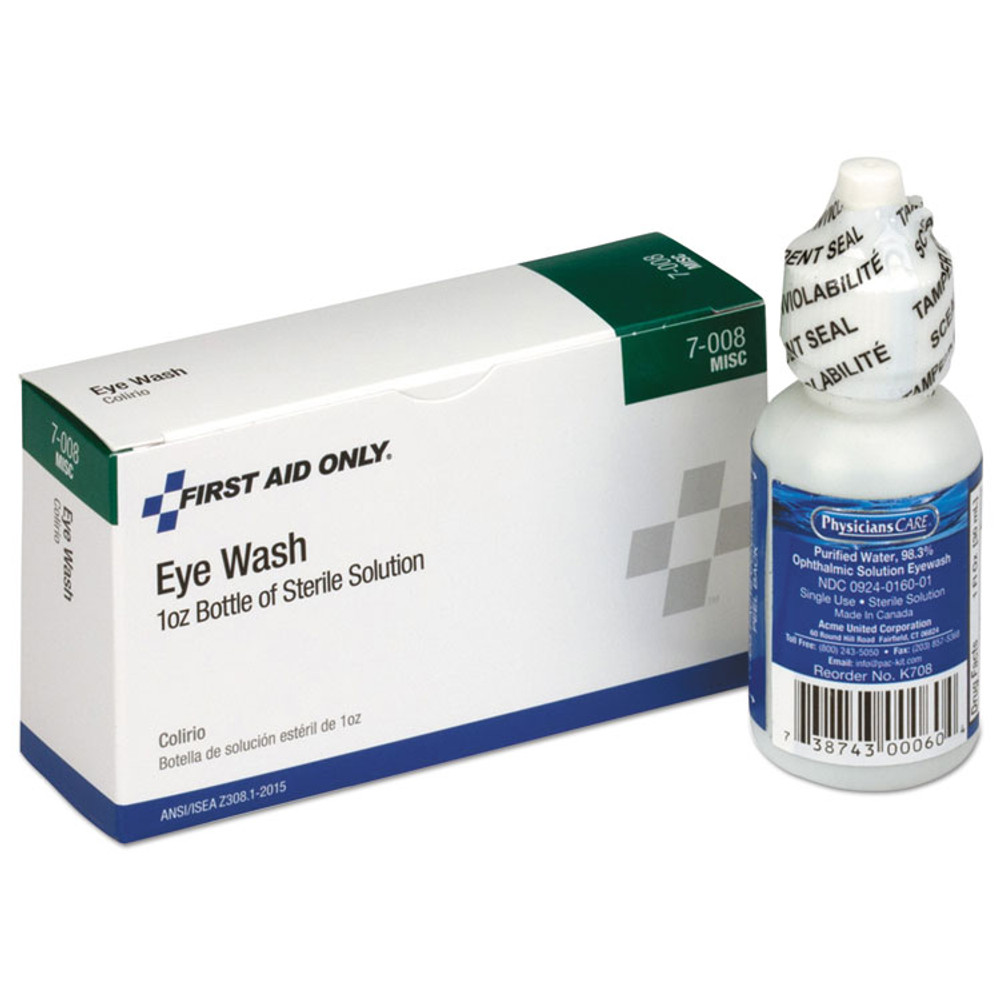 FIRST AID ONLY, INC. 7008 24 Unit ANSI Class A+ Refill, Eyewash, 1 oz