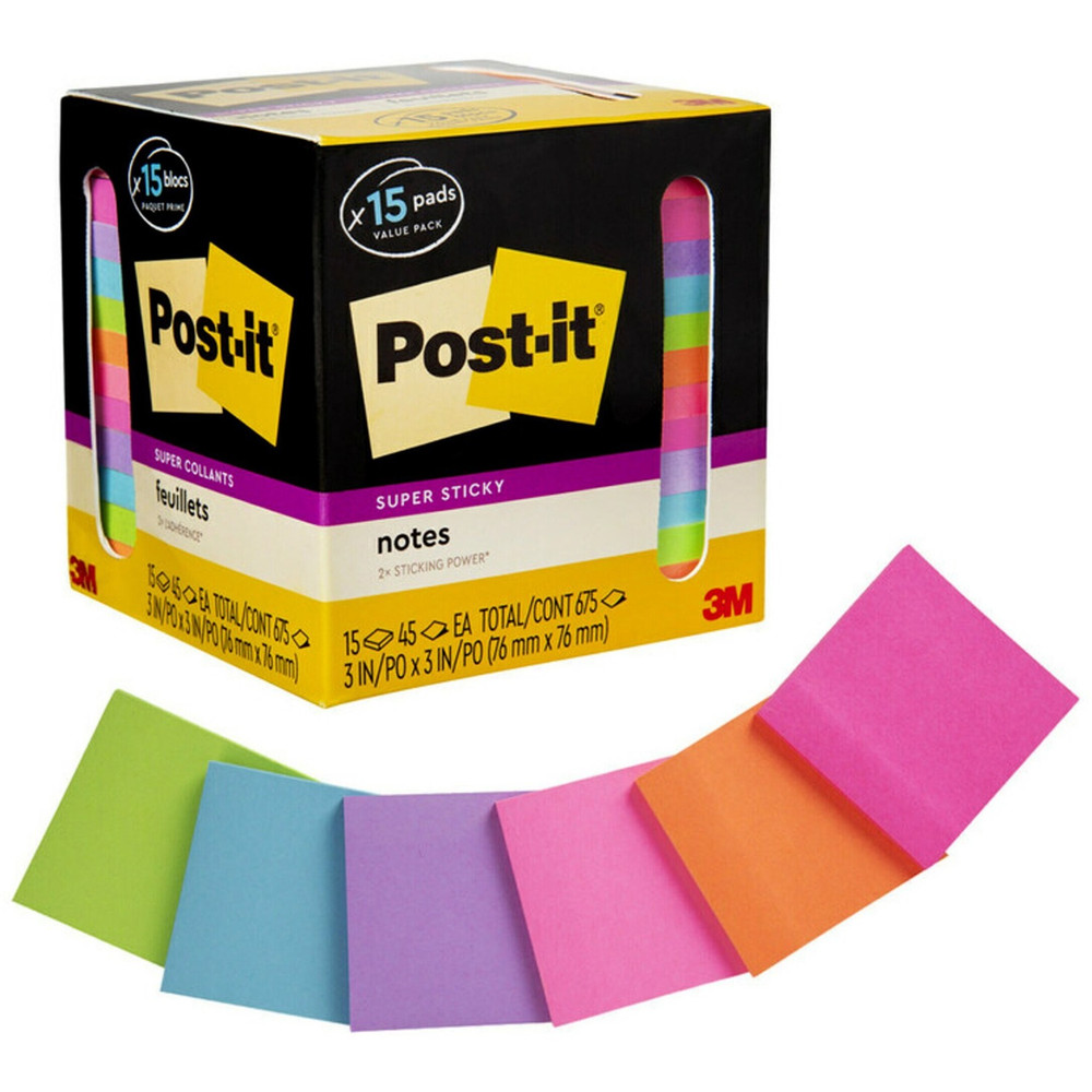 3M Post-it&reg; 654-15SSCP Post-it&reg; Super Sticky Notes