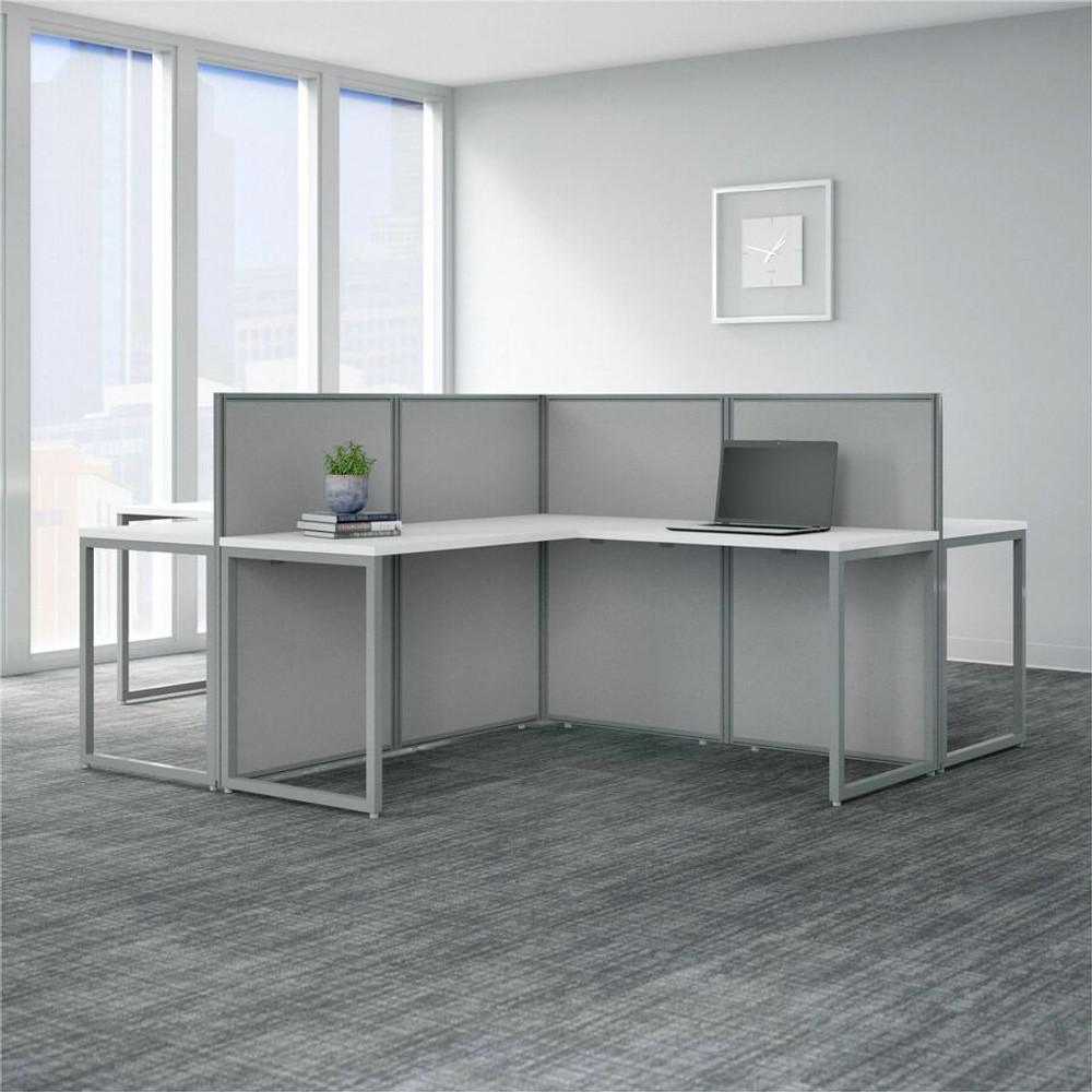 Bush Industries, Inc Bush Business Furniture EOD760WH-03K Bush Business Furniture Easy Office 60W 4 Person L Shaped Cubicle Desk Workstation with 45H Panels