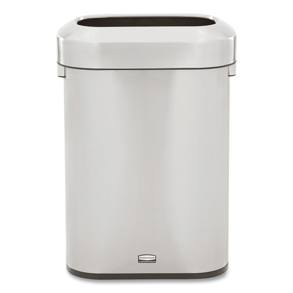 RUBBERMAID COMMERCIAL PROD. 2147581 Refine Series Waste Receptacle, 15 gal, Plastic/Stainless Steel