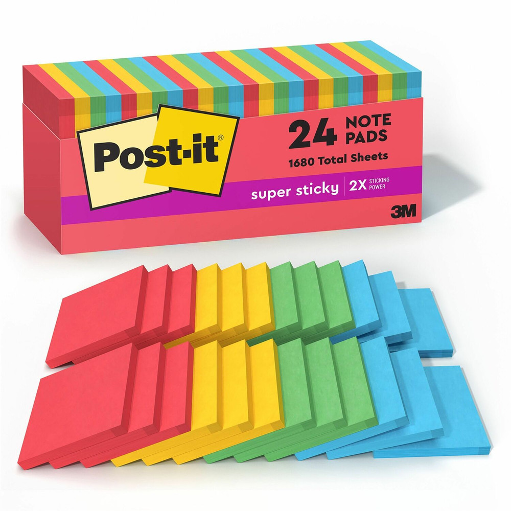 3M Post-it&reg; 65424SSANCP Post-it&reg; Super Sticky Notes Cabinet Pack - Playful Primaries Color Collection