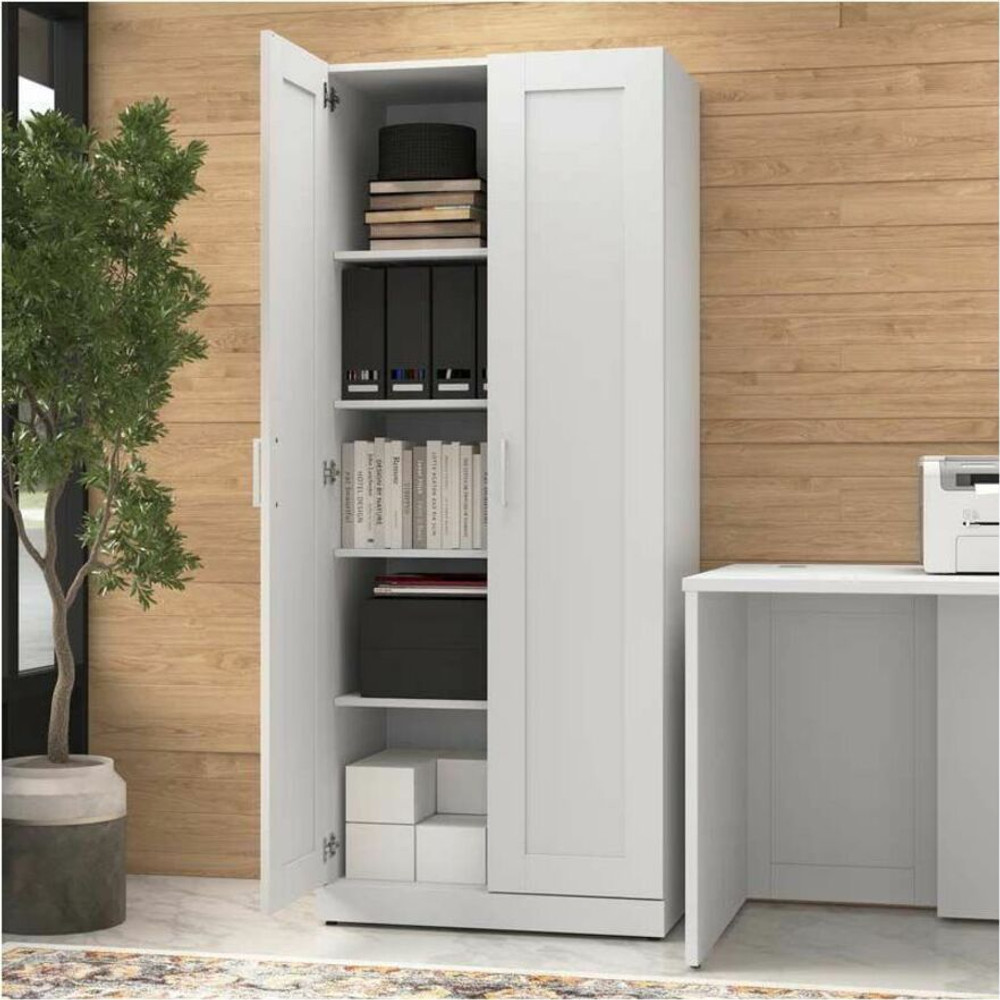 Bush Industries, Inc Bush Business Furniture HHS630WH-Z Bush Business Furniture Hampton Heights 30W Tall Storage Cabinet with Doors and Shelves