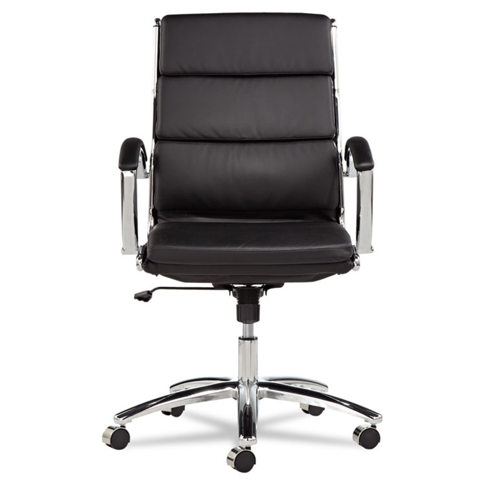ALERA NR4219 Alera Neratoli Mid-Back Slim Profile Chair, Faux Leather, Supports Up to 275 lb, Black Seat/Back, Chrome Base