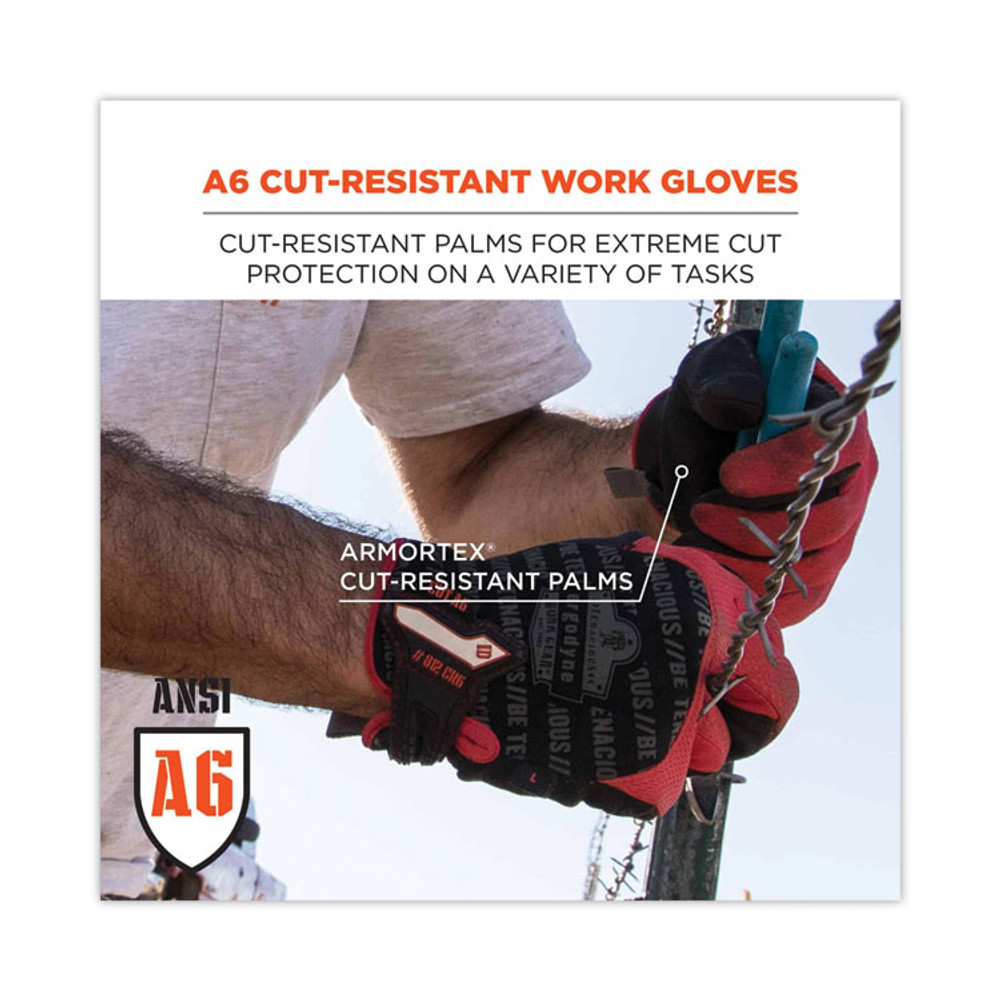 TENACIOUS HOLDINGS, INC. ergodyne® 17923 ProFlex 812CR6 ANSI A6 Utility and CR Gloves, EN388: 2543E, 9" Long, Medium, Black, Pair