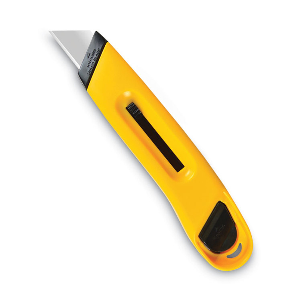 CONSOLIDATED STAMP COSCO 091467 Plastic Utility Knife with Retractable Blade and Snap Closure, 6" Plastic Handle, Yellow