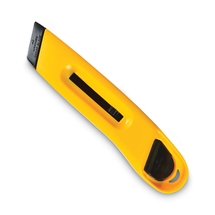 CONSOLIDATED STAMP COSCO 091467 Plastic Utility Knife with Retractable Blade and Snap Closure, 6" Plastic Handle, Yellow