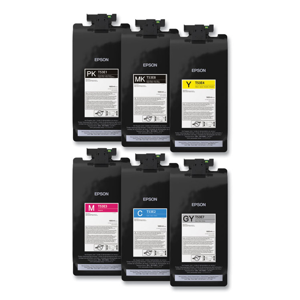 EPSON AMERICA, INC. T53EM20 T53EM20 (T53E) UltraChrome Ink, Cyan/Gray/Magenta/Matte Black/Photo Black/Yellow, 6/Set
