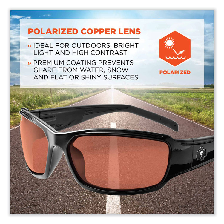TENACIOUS HOLDINGS, INC. ergodyne® 51021 Skullerz Thor Safety Glasses, Black Nylon Impact Frame, Polarized Copper Polycarbonate Lens