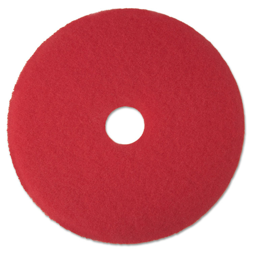 3M/COMMERCIAL TAPE DIV. 08391 Low-Speed Buffer Floor Pads 5100, 16" Diameter, Red, 5/Carton