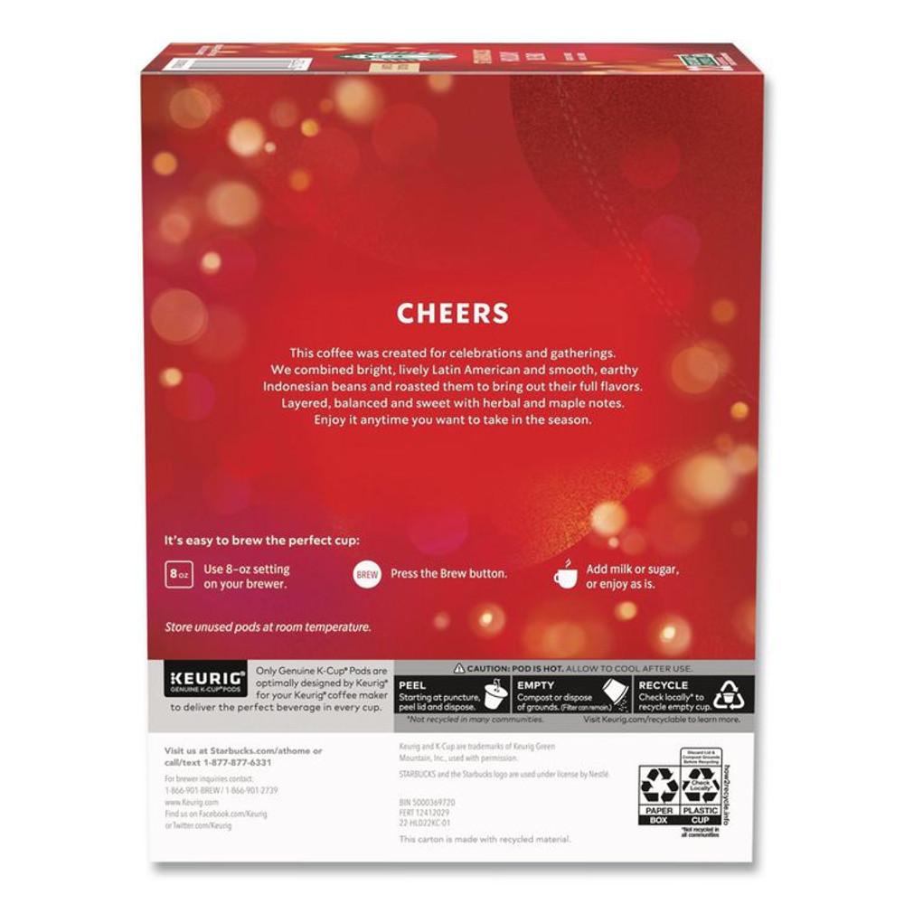 STARBUCKS COFFEE COMPANY 12412029 Holiday Blend K-Cup, 22/Box