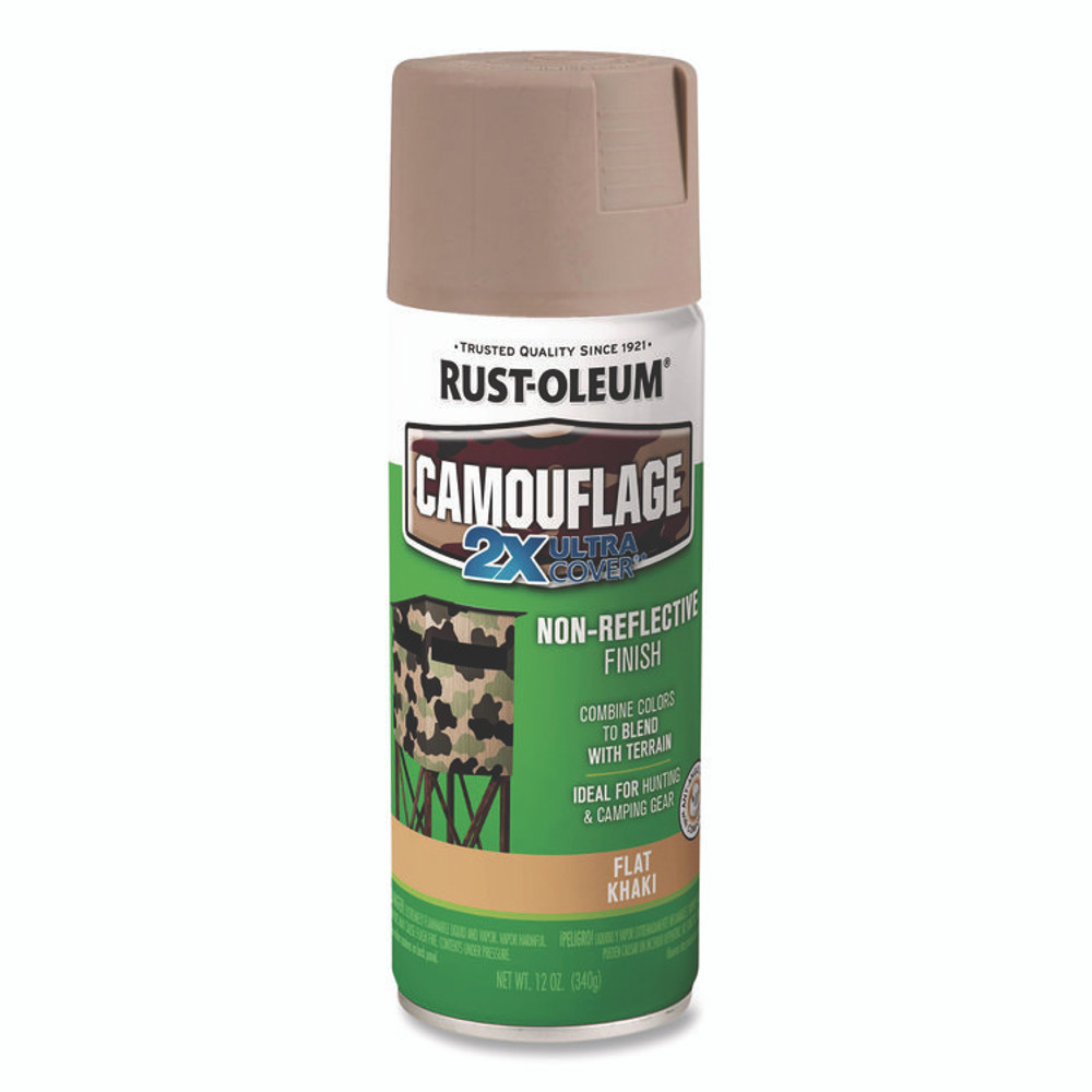RUST-OLEUM CORPORATION 279177 Camouflage Spray Paint, Flat Khaki, 12 oz Aerosol Can
