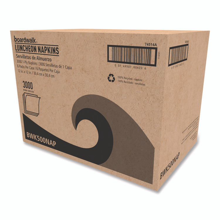BOARDWALK 500NAP 1/4-Fold Lunch Napkins, 1-Ply, 12 x 12, White, 500/Pack, 6 Packs/Carton