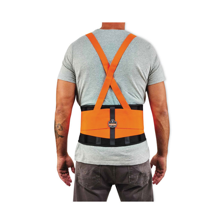 TENACIOUS HOLDINGS, INC. ergodyne® 11884 ProFlex 100HV Economy Hi-Vis Spandex Back Support Brace, Large, 34" to 38" Waist, Black/Orange