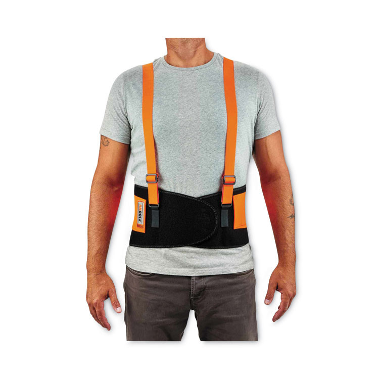 TENACIOUS HOLDINGS, INC. ergodyne® 11884 ProFlex 100HV Economy Hi-Vis Spandex Back Support Brace, Large, 34" to 38" Waist, Black/Orange