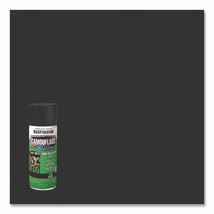 RUST-OLEUM CORPORATION 279179 Camouflage Spray Paint, Flat Black, 12 oz Aerosol Can