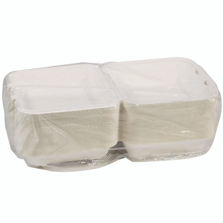 PACTIV EVERGREEN CORPORATION YMCH0901BB EarthChoice PFAS Free Compostable Hinged Lid Container, 9 x 9 x 3.5, White, Sugarcane, 150/Carton