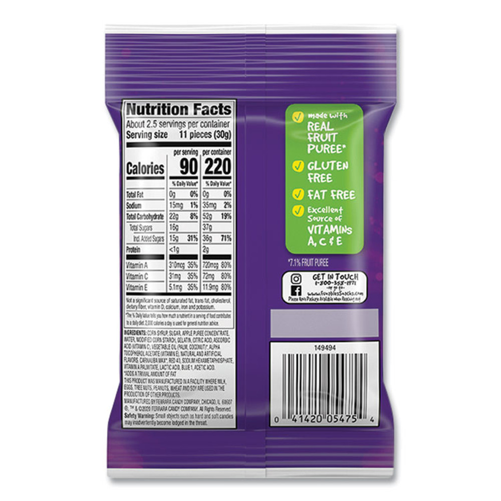 FERRARA CANDY CO 05475 Funables Fruity Snacks, Mixed Berry, 2.5 oz Bag, 48/Carton