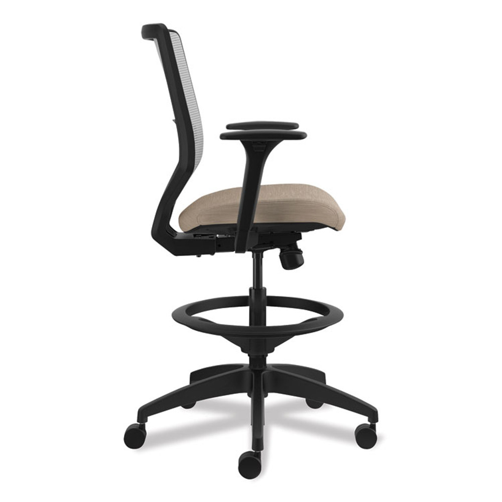 HON COMPANY SVSM1AIFC22T Solve Series Mesh Back Task Stool, Supports Up to 300 lb, 23" to 33" Seat Height, Putty Seat, Fog Back, Black Base