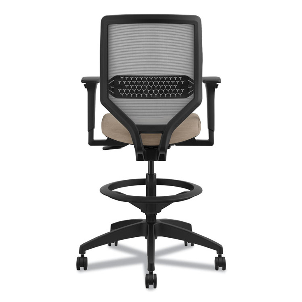 HON COMPANY SVSM1AIFC22T Solve Series Mesh Back Task Stool, Supports Up to 300 lb, 23" to 33" Seat Height, Putty Seat, Fog Back, Black Base