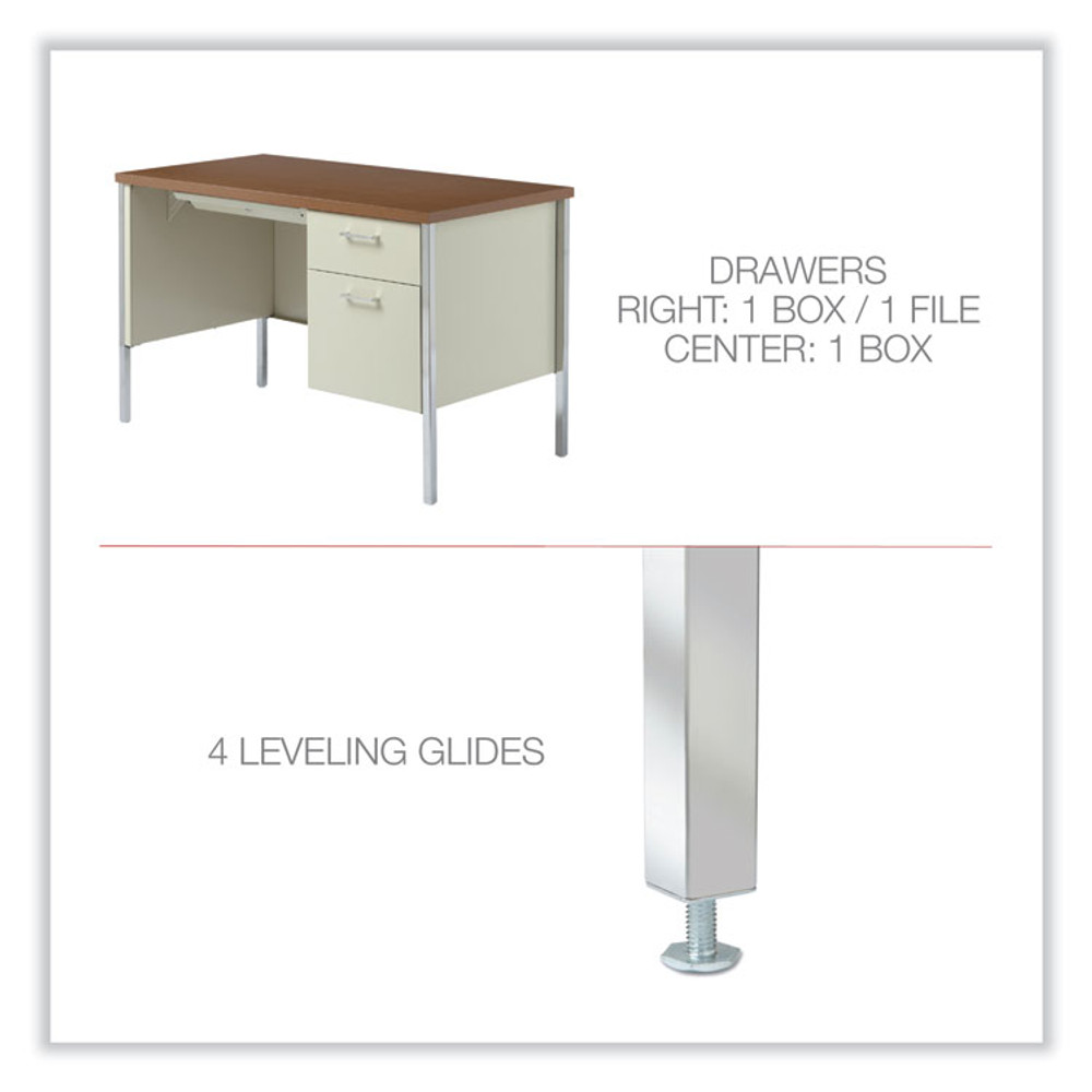 ALERA SD4524PC Single Pedestal Steel Desk, 45.25" x 24" x 29.5", Cherry/Putty, Chrome-Plated Legs