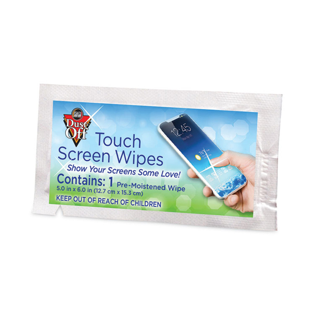 FALCON SAFETY Dust-Off® DMHJ Touch Screen Wipes, 5 x 6, Citrus, 200 Individual Foil Packets in an Easy Grab Jar