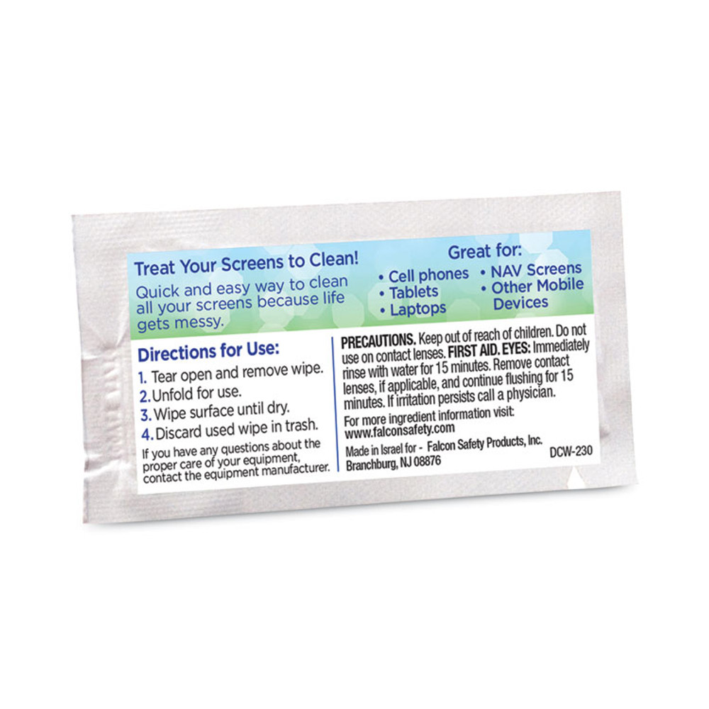 FALCON SAFETY Dust-Off® DMHJ Touch Screen Wipes, 5 x 6, Citrus, 200 Individual Foil Packets in an Easy Grab Jar