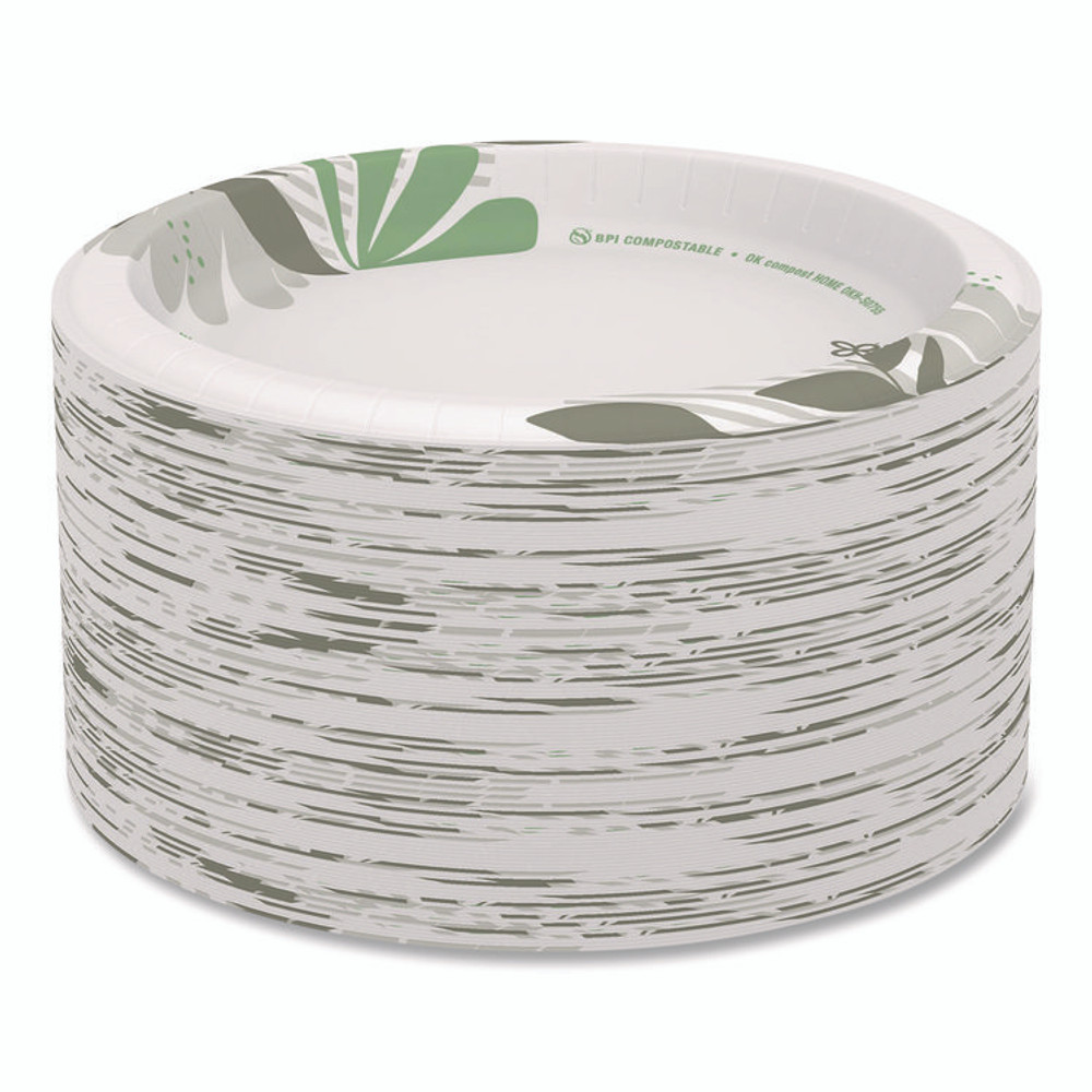 GEORGIA PACIFIC Dixie® UX9PATH Pathways Soak-Proof Shield Mediumweight Paper Plates, 8.5" dia, Green/Burgundy, 1,000/Carton