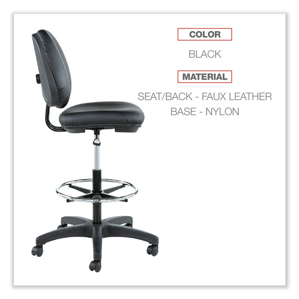 ALERA IN4616 Alera Interval Series Swivel Task Stool, Supports Up to 275 lb, 23.93" to 34.53" Seat Height, Black Faux Leather
