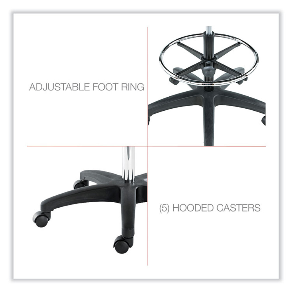 ALERA IN4616 Alera Interval Series Swivel Task Stool, Supports Up to 275 lb, 23.93" to 34.53" Seat Height, Black Faux Leather