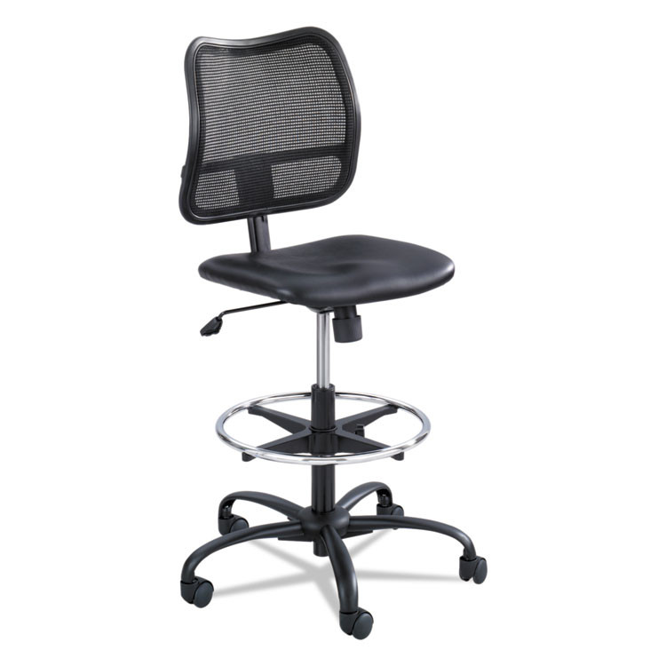 SAFCO PRODUCTS 3395BV Vue Series Mesh Extended-Height Chair, Supports Up to 250 lb, 23" to 33" Seat Height, Black Vinyl Seat, Black Base