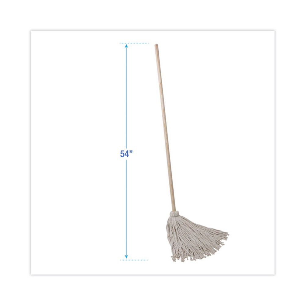 BOARDWALK 124C Handle/Deck Mops, #24 White Cotton Head, 54" Natural Wood Handle, 6/Pack