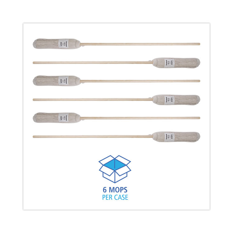 BOARDWALK 124C Handle/Deck Mops, #24 White Cotton Head, 54" Natural Wood Handle, 6/Pack